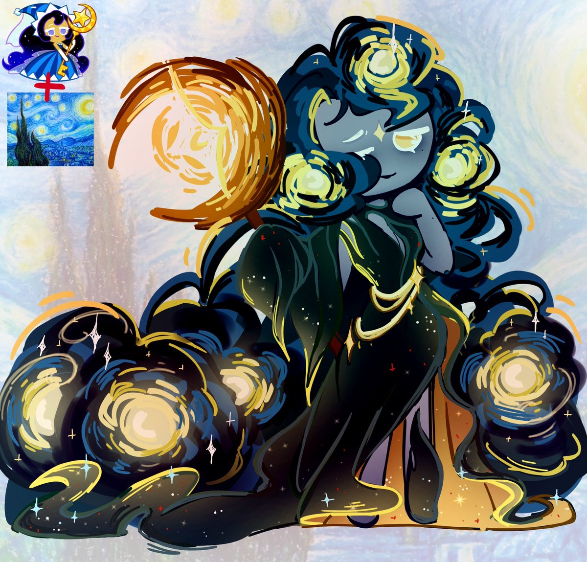Mefffroy's tweet image. inspired by the painting #cookierun #Moonlightcookie #cookierunkingom