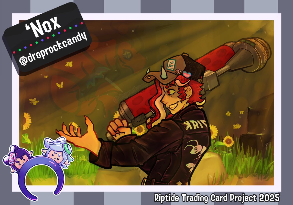 splatLANart's tweet image. Hello everyone, @droprockcandy's turn is today!
"My advice is to make sure you take photos and keep small things as souvenirs! Even a pressed penny can hold sentimental value."
Heartwarming advice from 'Nox! Be sure to give their card sentimental value, get it at Riptide!β€οΈ