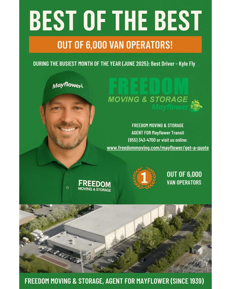FreedomMoving's tweet image. BEST OF THE BEST — OUT OF 6,000 VAN OPERATORS!

(855) 343-4700 or www.freedommoving/com/mayflower/get-a-quote

Since 1939!

#MovingCompany
#ProfessionalMovers
#LongDistanceMoving
#Localmovers
#movingcompanies
#movers
#topmovers
#bestmovers
#moversnearme
#movingcompaniesnearme
