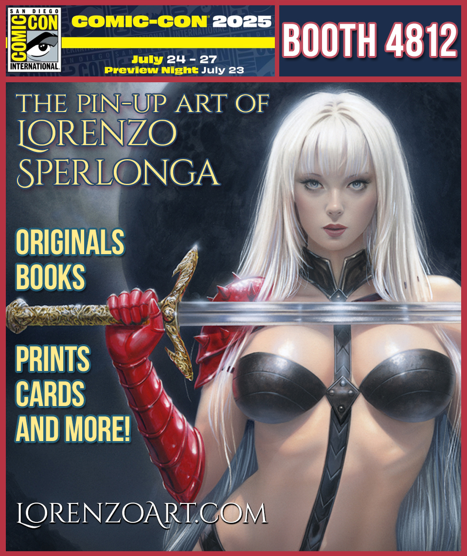 It’s that time of the year again! San Diego Comic-Con kicks off Wednesday, July 23rd — and I’ll be there for my 28th year!
What better occasion to premiere my brand new Heavy Metal cover: “The Black Moon of Taarna”
This exclusive variant is only available at the show, and I’ll be