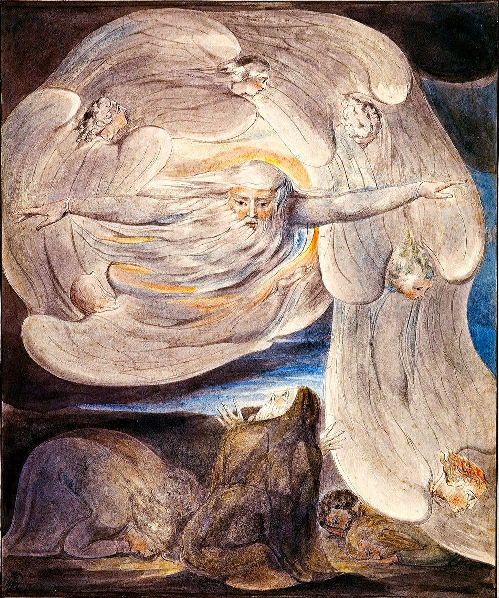 solas_na_greine's tweet image. William Blake, Job Confessing his Presumption to God who Answers from the Whirlwind
c.1803-5