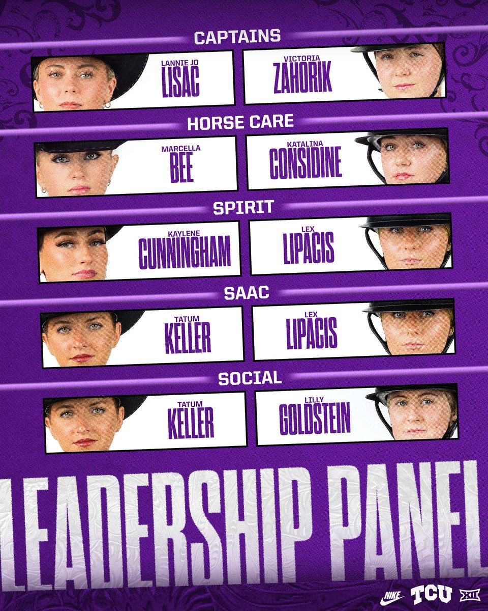 TCUWEquestrian's tweet image. Introducing our leadership panel for the 2025-26 season
