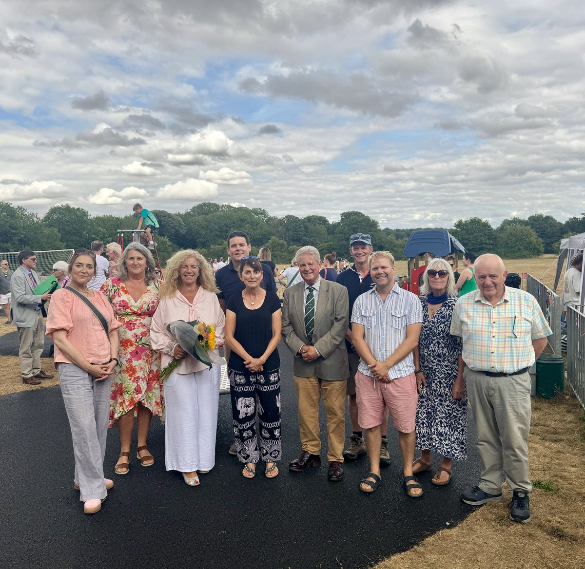 A lovely afternoon - cutting the ribbon &amp; officially opening the new play area alongside my husband, for the community &amp; families in Kemble. 
I remember going to the playground as a child in Lyme Regis. Many happy hours spent there.
Now generations of children in Kemble will have