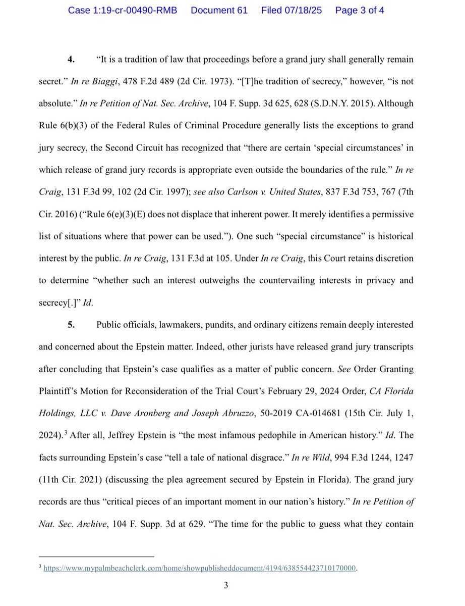 JayneZirkle's tweet image. BOOM: Pam Bondi Submits DOJ Motion to Unseal Jeffrey Epstein Grand Jury Transcripts