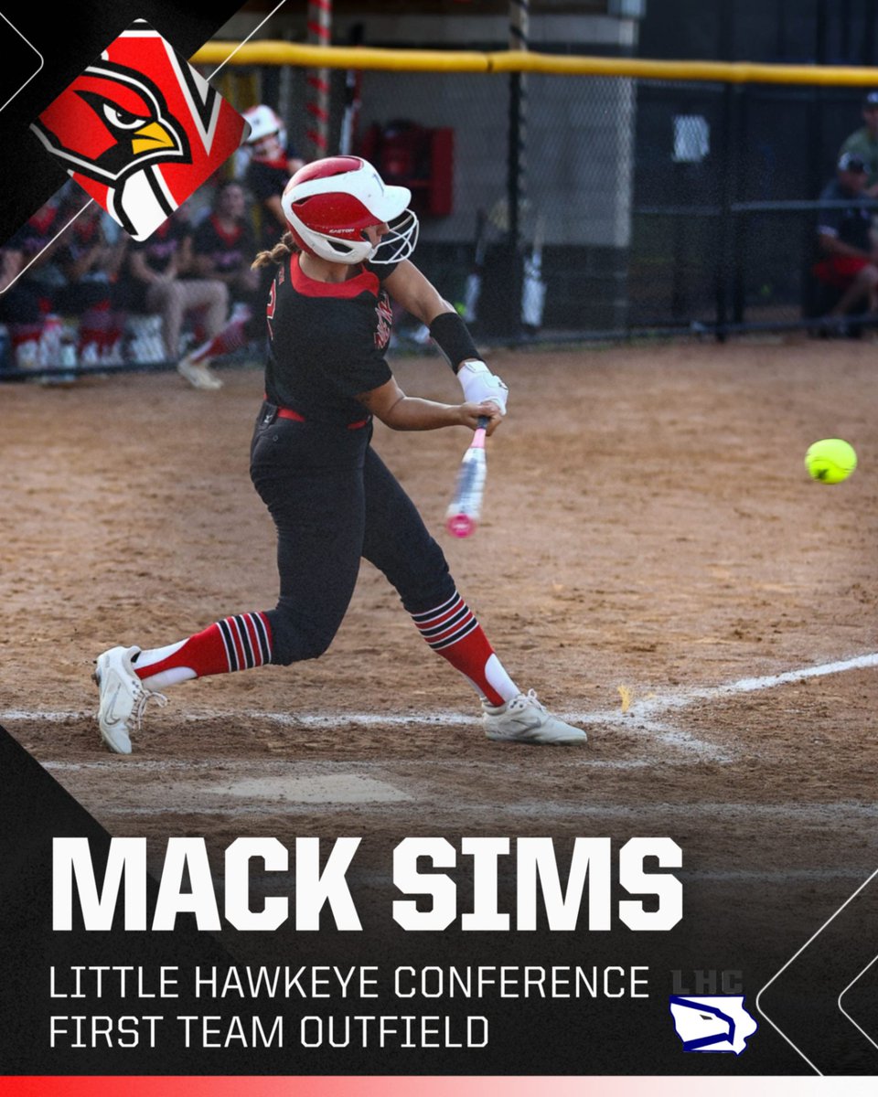 CardinalAD's tweet image. Congratulations to the following softball players for their Little Hawkeye Conference honors!
Mack Sims - 1st Team All-Conference Outfield
Chloe Swank - Honorable Mention
Leileigh Hammons - Honorable Mention