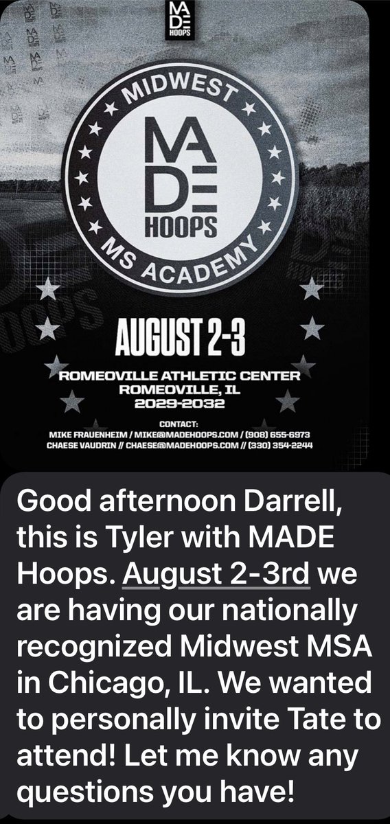 tateb12345's tweet photo. Thanks made hoops for the camp invite https://t.co/FZuDzQdMXh