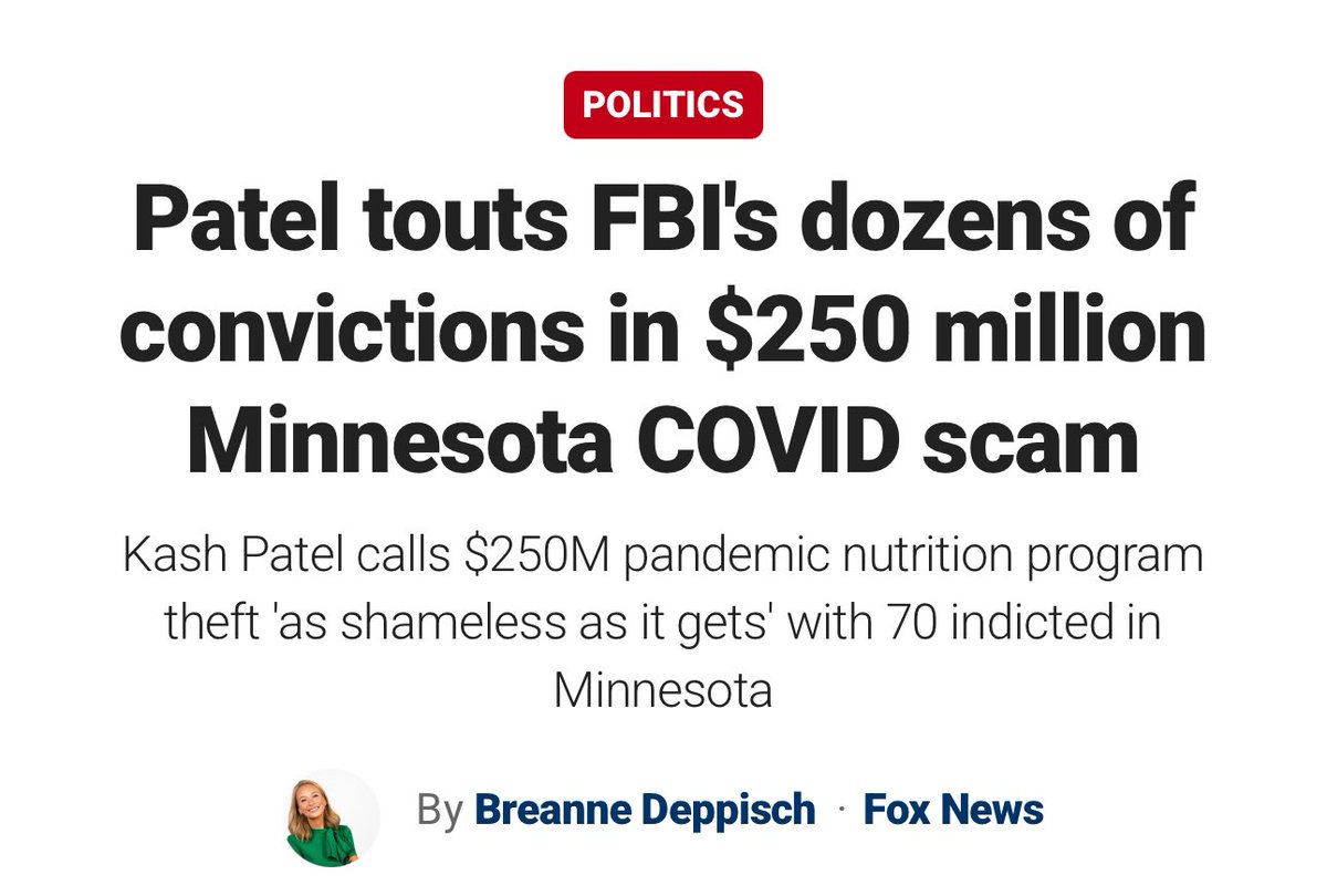 Stealing $250M from hungry kids to buy mansions and luxury cars is as shameless as it gets. 

Proud of our <a href="/FBI/">FBI</a> and <a href="/FBIMinneapolis/">FBI Minneapolis</a> for exposing one of the worst frauds in Minnesota history — and holding dozens accountable. 

Exploit the vulnerable, and we will bring you to