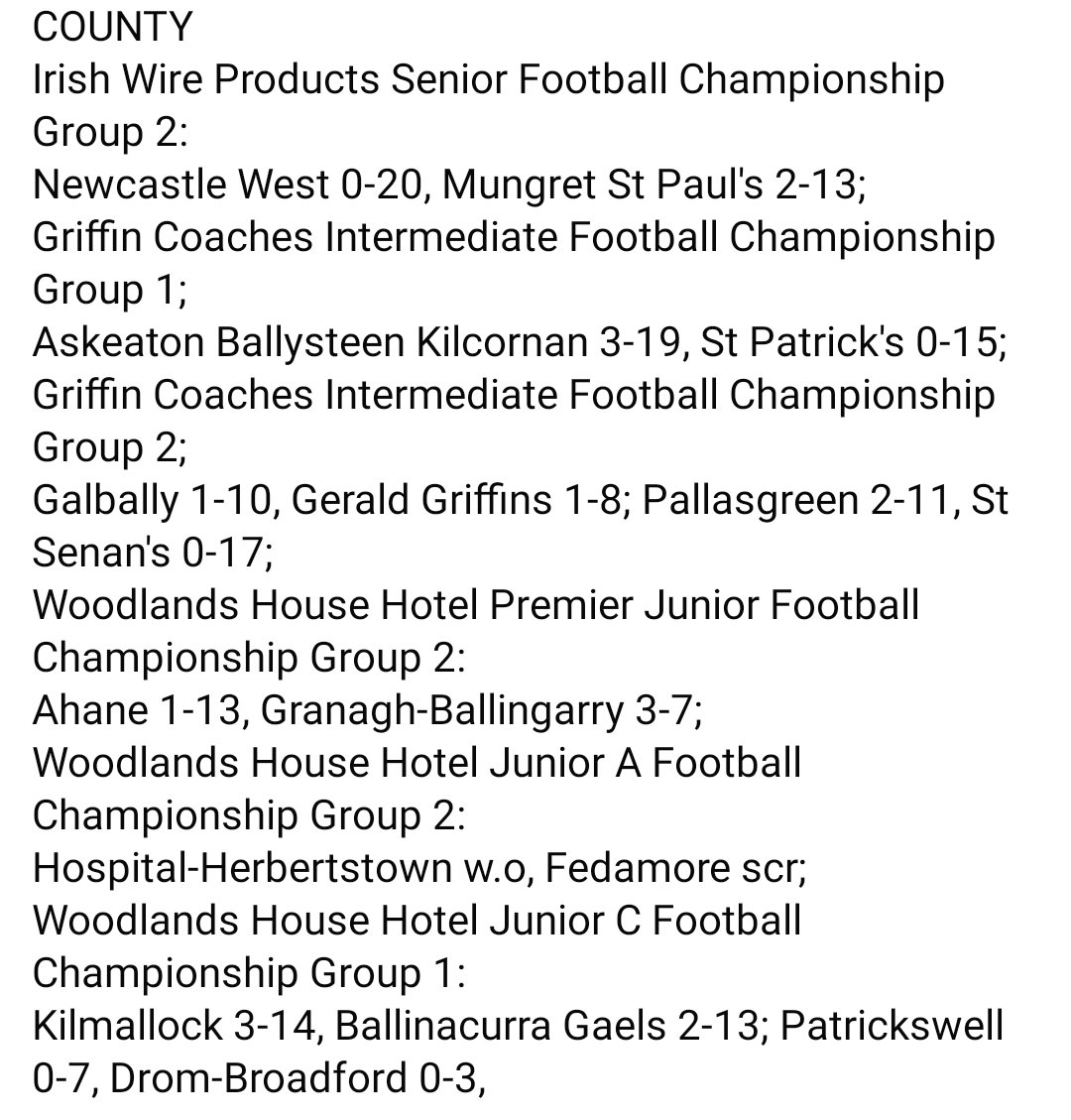 MattOCall's tweet image. LIMERICK GAA RESULTS FRIDAY