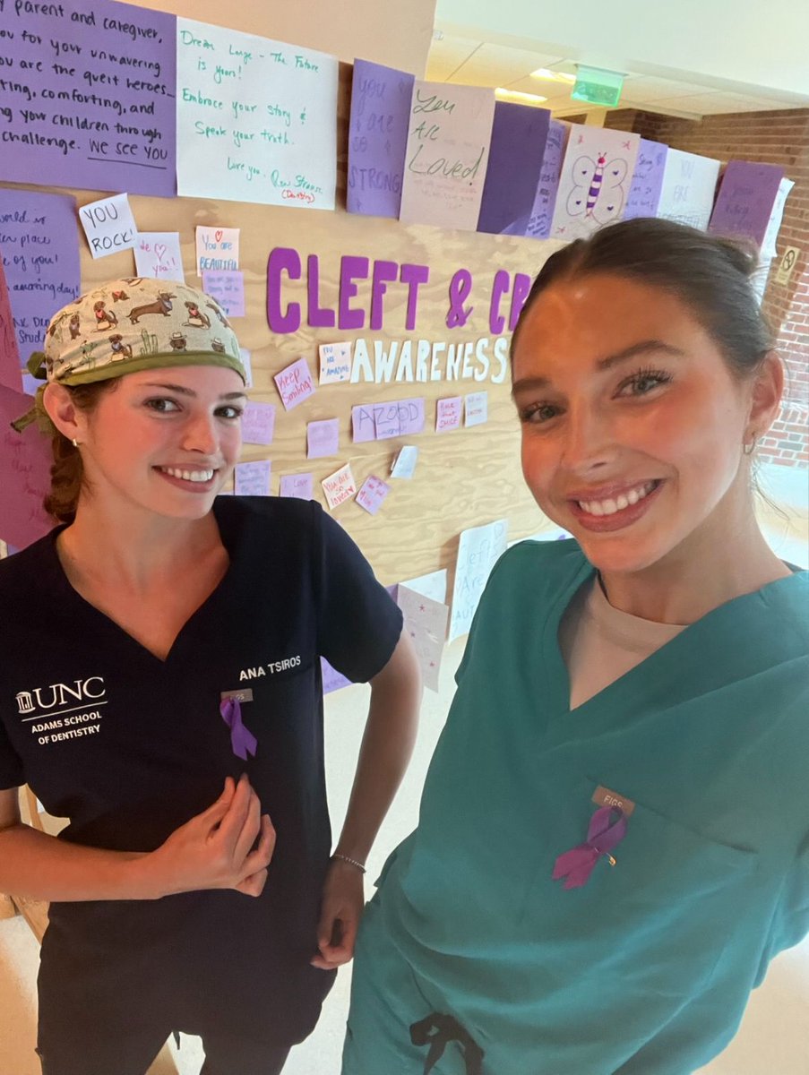 July is National Cleft and Craniofacial Awareness and Prevention Month! UNC Magical Moments organized an event to share a message of love &amp; support to be displayed in the atrium &amp; then given to the craniofacial patients. Participants received a purple ribbon to wear in support!