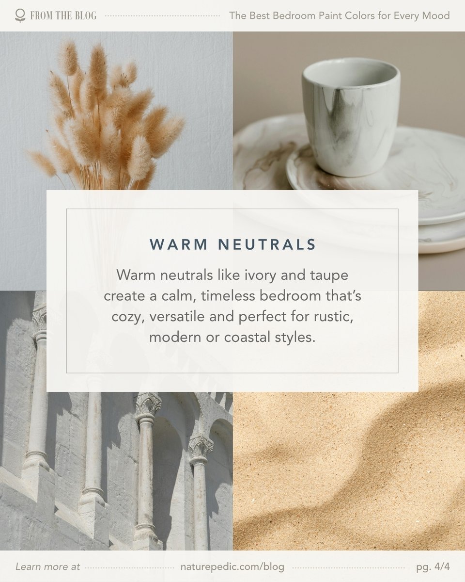 ✨ Sleep better, live calmer. ✨

Swipe through for some of our fave calming colors that turn your bedroom into a peaceful retreat! 

naturepedic.com/blog/best-bedr…
#SleepSanctuary #CalmingColors #BedroomGoals #BedroomInspiration #InteriorDesign #BetterSleep