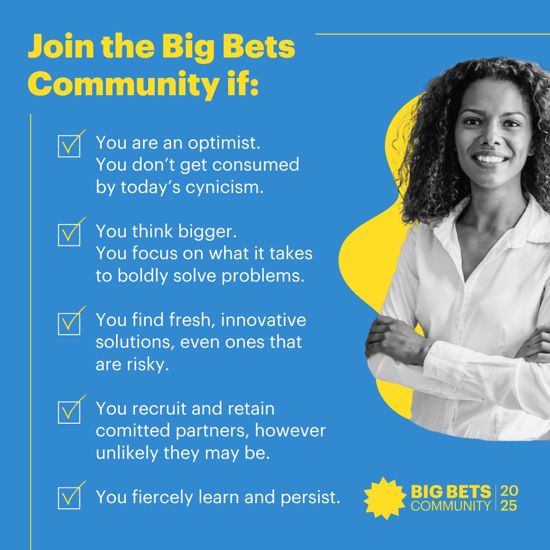 RockefellerFdn's tweet image. 💡 Interested in advancing your bold solutions for humanity?
Join our Big Bets Community to be a part of the movement leading the charge: mailchi.mp/rockfound/join…