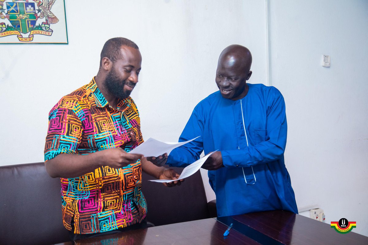 _nsagh's tweet image. The Gambia’s National Youth Service Scheme (NYSS) and the National Service Authority (NSA) seal their commitment to shared Youth Service Goals with the Signing of a Memorandum of Understanding (MoU) earlier today at the Authority&apos;s Headquarters, Airport-Accra.

#NSAfortheyouth…