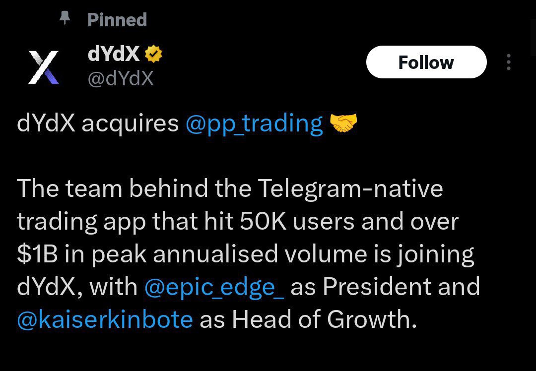 JUST IN: #dYdX has acquired #crypto social #trading platform Pocket  Protector in first external acquisition. $DYDX