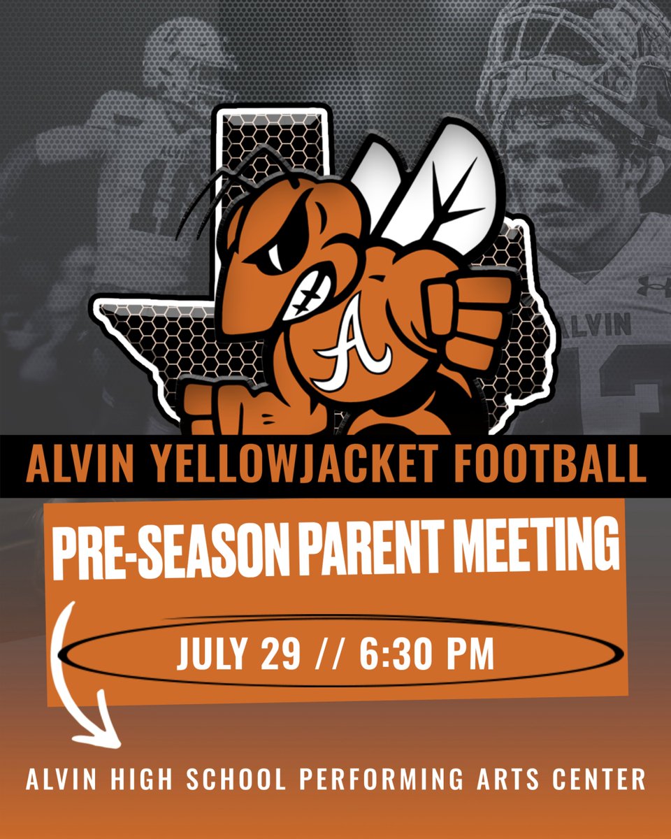 Mark your calendars! On Tuesday, July 29, we will host our pre-season parent meeting at the AHS Performing Arts Center. We'll review schedules, expectations, and other important details before we get rolling on August 4th. See y'all there! #JACKETPRIDE