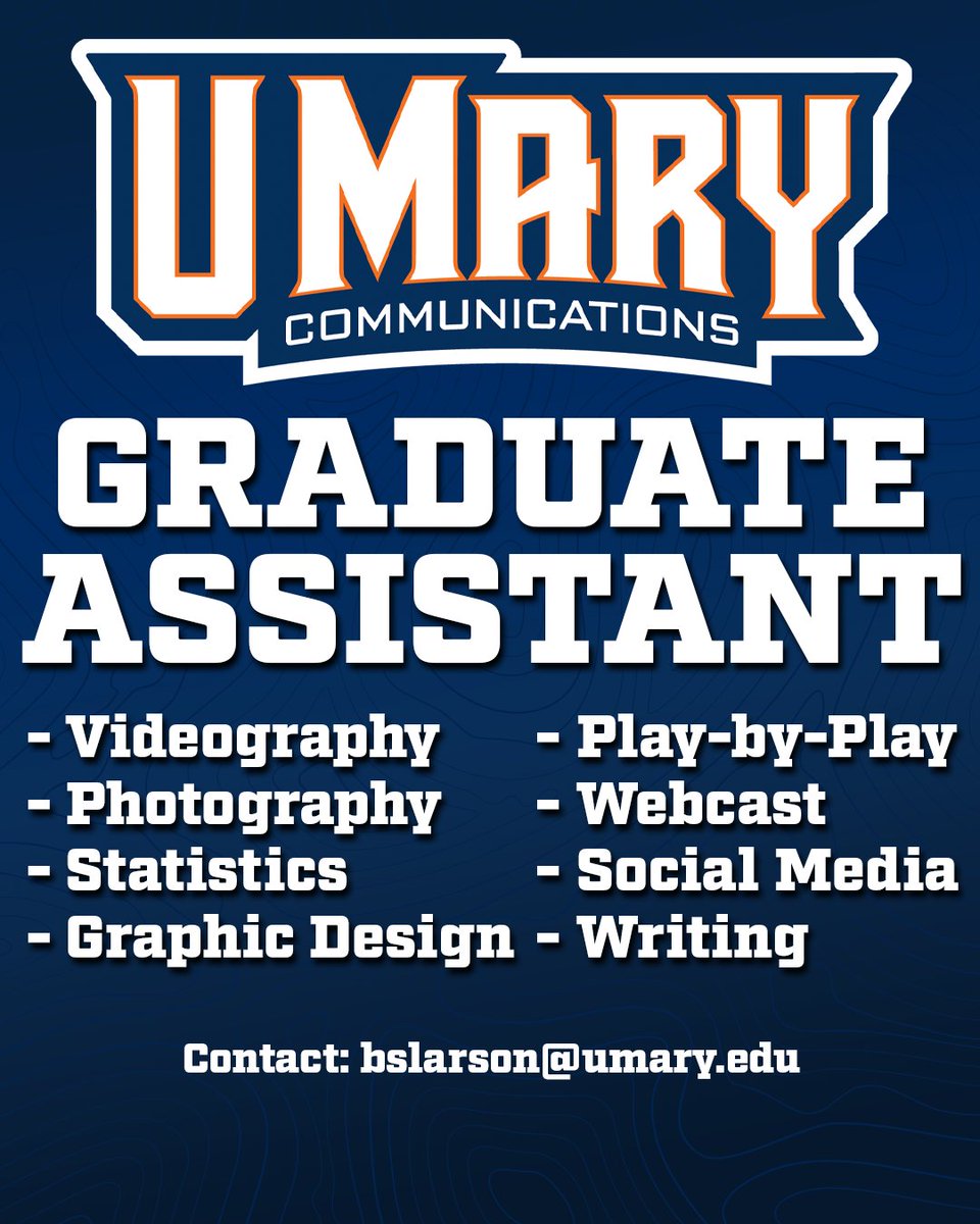 umarysports's tweet image. UMary Communications is looking for a Graduate Assistant for the upcoming academic year! Apply at universityofmary.applytojob.com/apply/6BpeCofG… #ForTheShip #LifeAtMary
