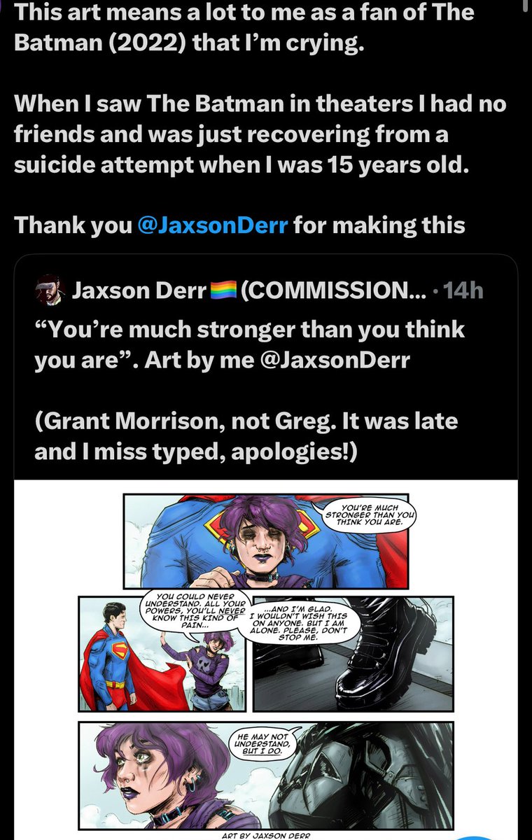 Jaxson Derr🏳️🌈(COMMISSIONS OPEN) (@jaxsonderr) on Twitter photo <a href="/Shocker373/">Shocker #FREEPALESTINE</a> <a href="/redelk_yt/">ELK</a> I’ll end this admittedly pointless argument with this. This is why I made this. Whether you prefer Batman or Superman is irrelevant. Whether you think Batman or Superman would do a better job in this situation is irrelevant. The point is that seeing both of these characters work <a href="/Shocker373/">Shocker #FREEPALESTINE</a> <a href="/redelk_yt/">ELK</a> I’ll end this admittedly pointless argument with this. This is why I made this. Whether you prefer Batman or Superman is irrelevant. Whether you think Batman or Superman would do a better job in this situation is irrelevant. The point is that seeing both of these characters work