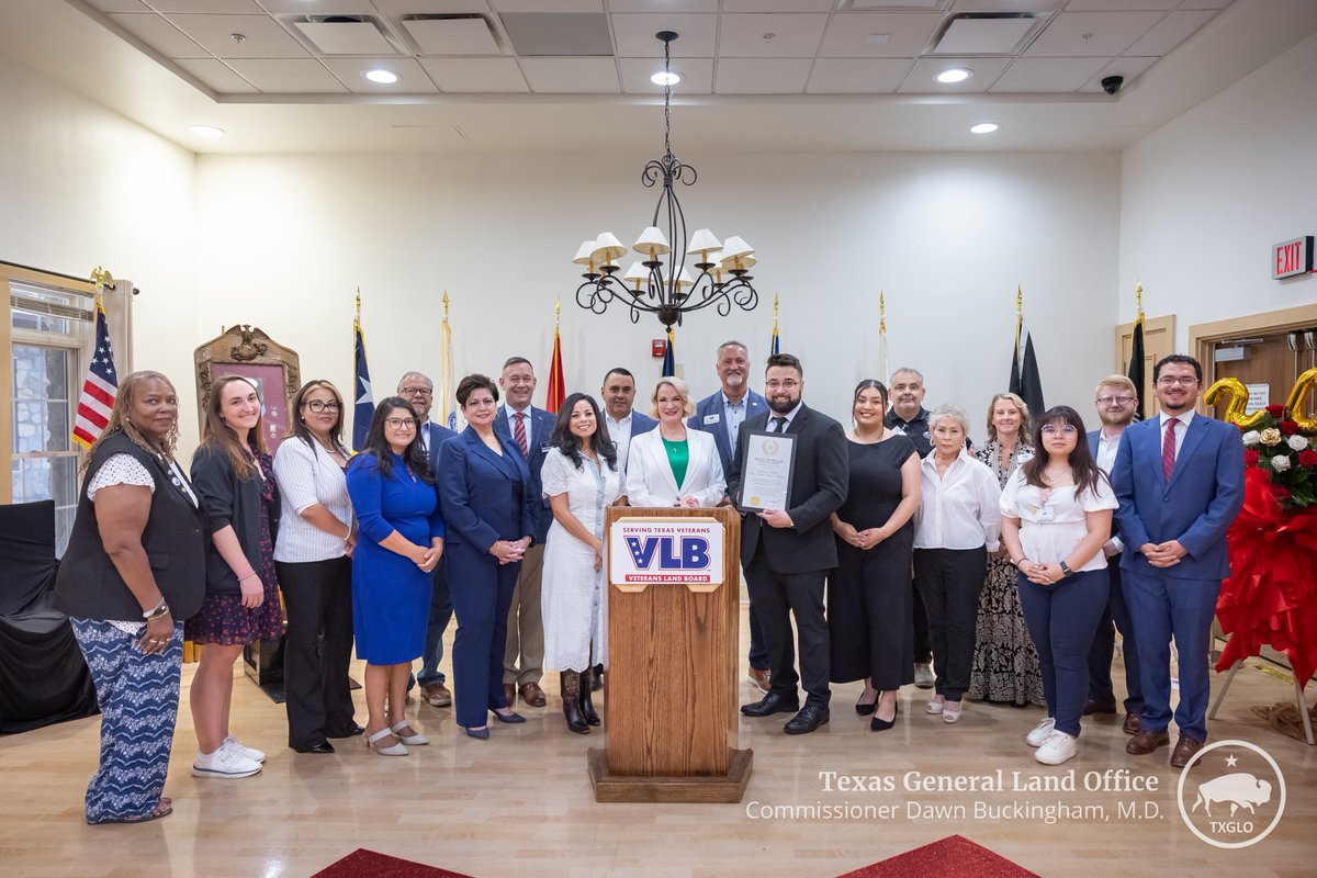 TXGLO's tweet image. Today, Commissioner Buckingham was honored to join state and local leaders in El Paso to present the Ambrosio Guillen Texas State Veterans Home with a certificate commemorating its 20th Anniversary.
Named in honor of Staff Sergeant Guillen, a Medal of Honor recipient and Korean…