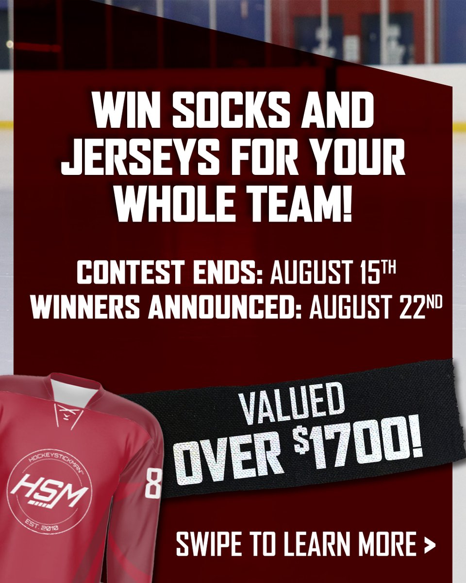 HockeyStickMan's tweet image. 🏆 WIN FREE SOCKS AND JERSEYS FOR YOUR WHOLE TEAM
Full details below - Don't miss out
hockeystickman.ca/blogs/news/cus…
#CustomHockey #StickMan #Giveaway