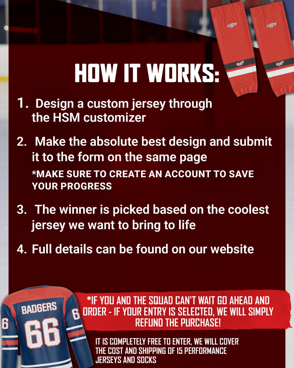 HockeyStickMan's tweet image. 🏆 WIN FREE SOCKS AND JERSEYS FOR YOUR WHOLE TEAM
Full details below - Don't miss out
hockeystickman.ca/blogs/news/cus…
#CustomHockey #StickMan #Giveaway