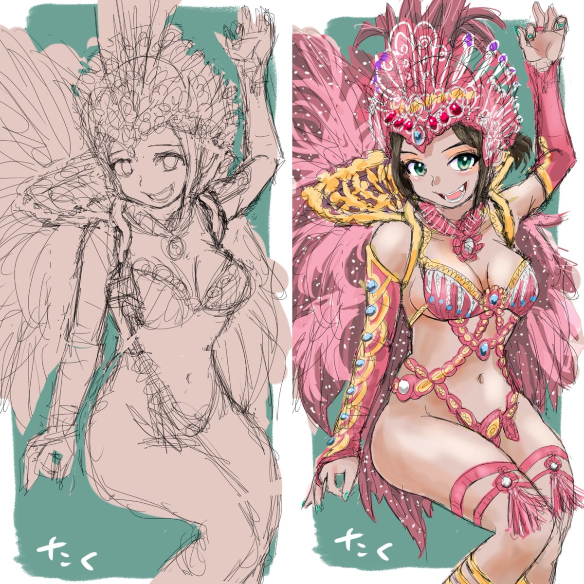 サンバガール36💃(ブラッシュアップ)  
#イラスト #illustration 