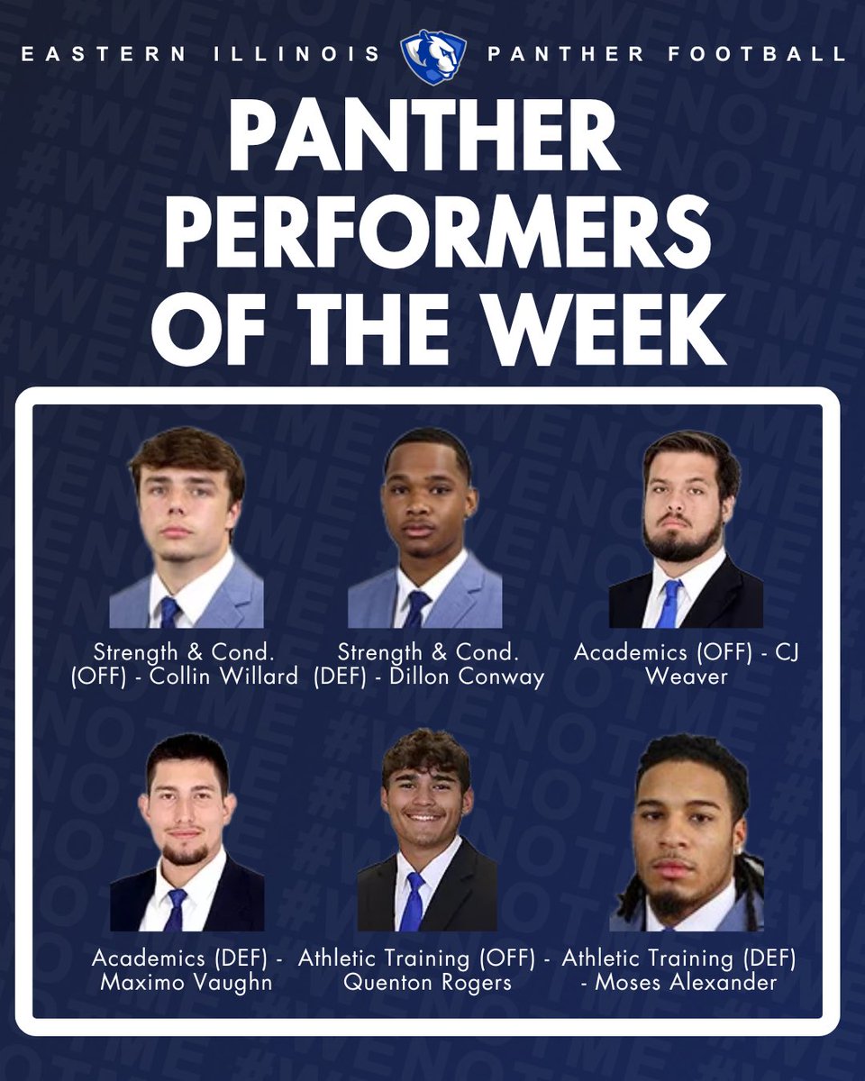 EIU_FB's tweet image. 🔥Here are your Panther Performers of the Week🔥
#WeNotMe | #BleedBlue | #WinTheDay