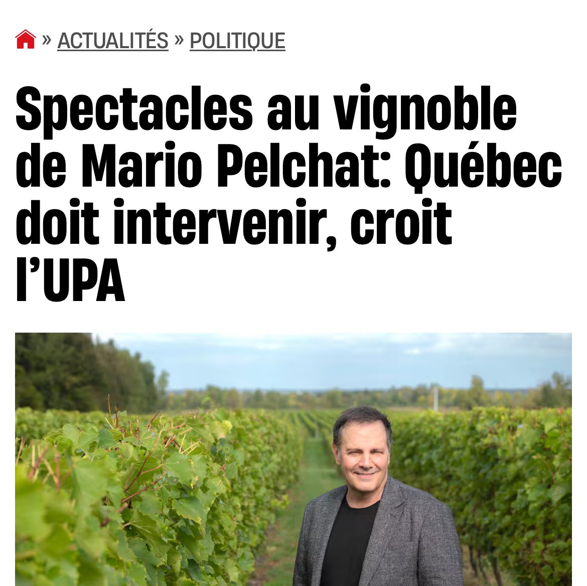 frankdedomiseur's tweet image. Le lobby devant lequel tous les politiciens se prosternent.
“Québec doit intervenir pour faire cesser les spectacles au vignoble de Mario Pelchat, estime l’Union des producteurs agricoles”