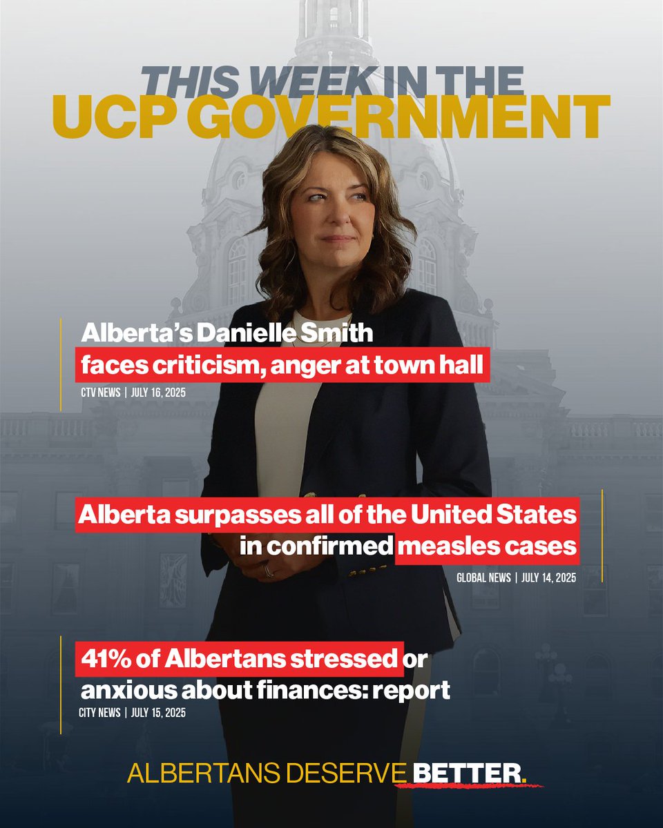 Another week. Another list of failures from the UCP government. 😐

Danielle Smith is failing, and Albertans are paying the price.