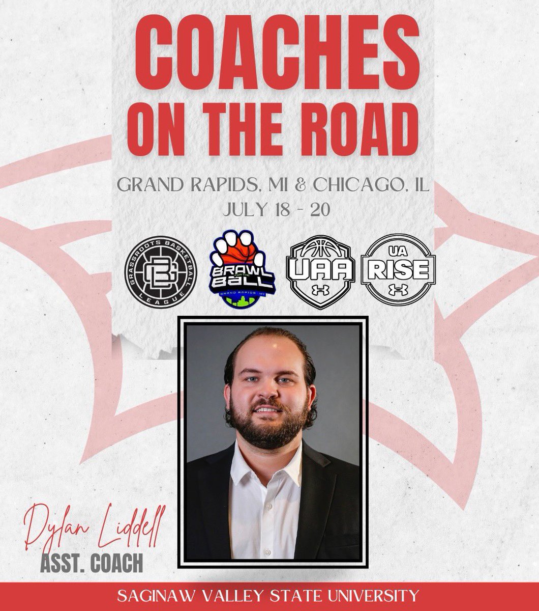 SVSU Coaching Staff is on the road this weekend to Grand Rapids &amp; Chicago! Excited to connect, observe, and represent Cardinal basketball 🏀!