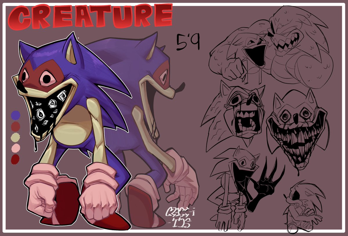 SmolSafe's tweet image. NEW CREATURE REF

This is creature the entity that takes over sonics body through horrific means
Really happy with how it came out

Thank you to @crackitoes for making it ✨
Croc owned by @pug_boi69 

#sonicexe #exeoc #execommunity #horrorbrew #HorrorCommunity