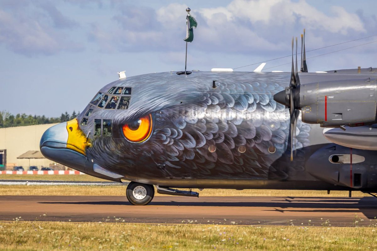 ForumStrategic's tweet photo. Proud Win for Pakistan at RIAT 2025 🇬🇧 ⚡ 🇵🇰

Pakistan Air Force’s iconic C-130H Hercules has been awarded the prestigious Concours d’Elegance Trophy at the Royal International Air Tattoo 2025!

This award, judged by a panel of international aviators, honours the best-prepared and presented aircraft on static display — and PAF’s Hercules stood out with flying colours!

A proud moment for the nation!

PAF continues to make Pakistan shine on the global aviation stage