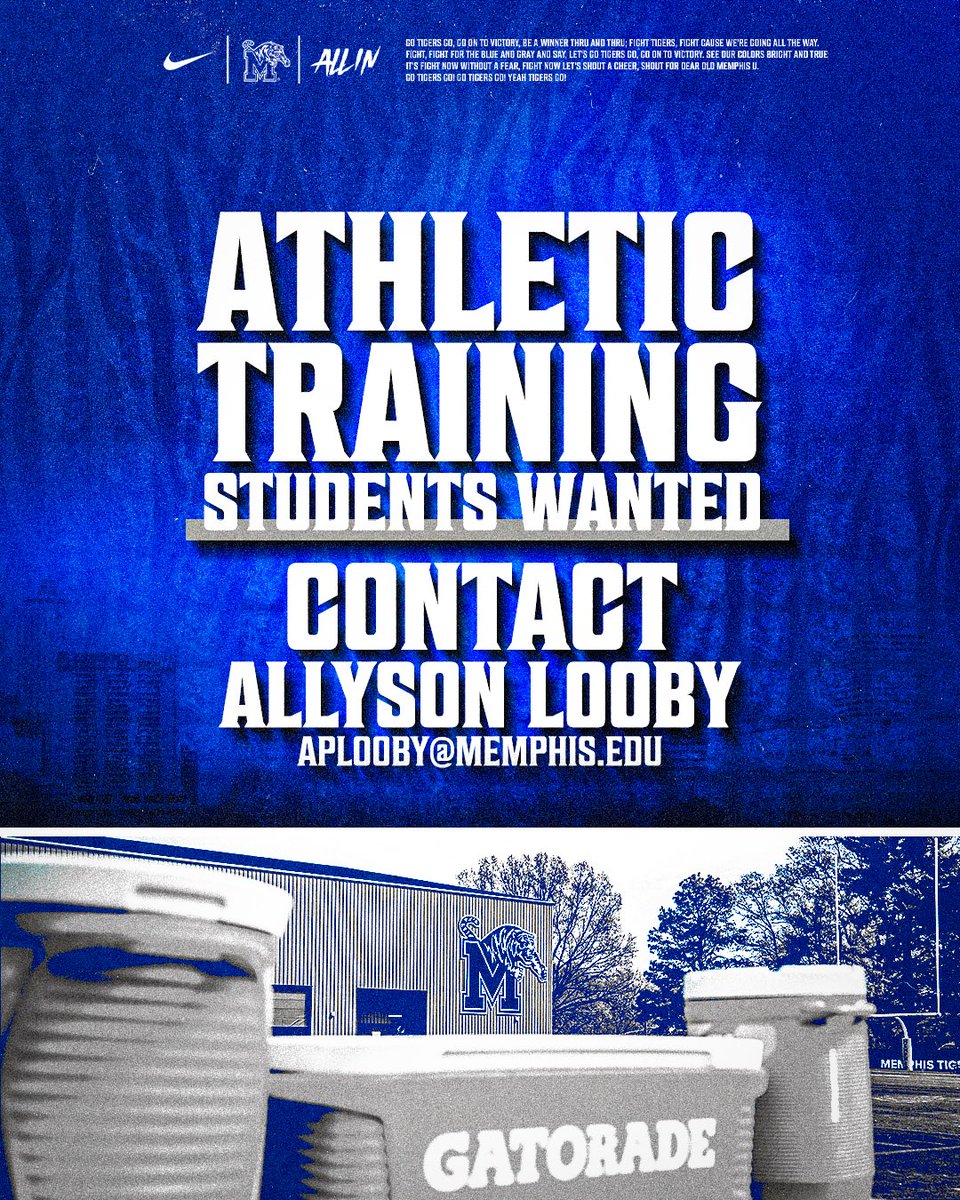 MemphisFB's tweet image. This is your chance to be a part of our athletic training department. Contact information below ⬇️
#ALLIN | #GoTigersGo