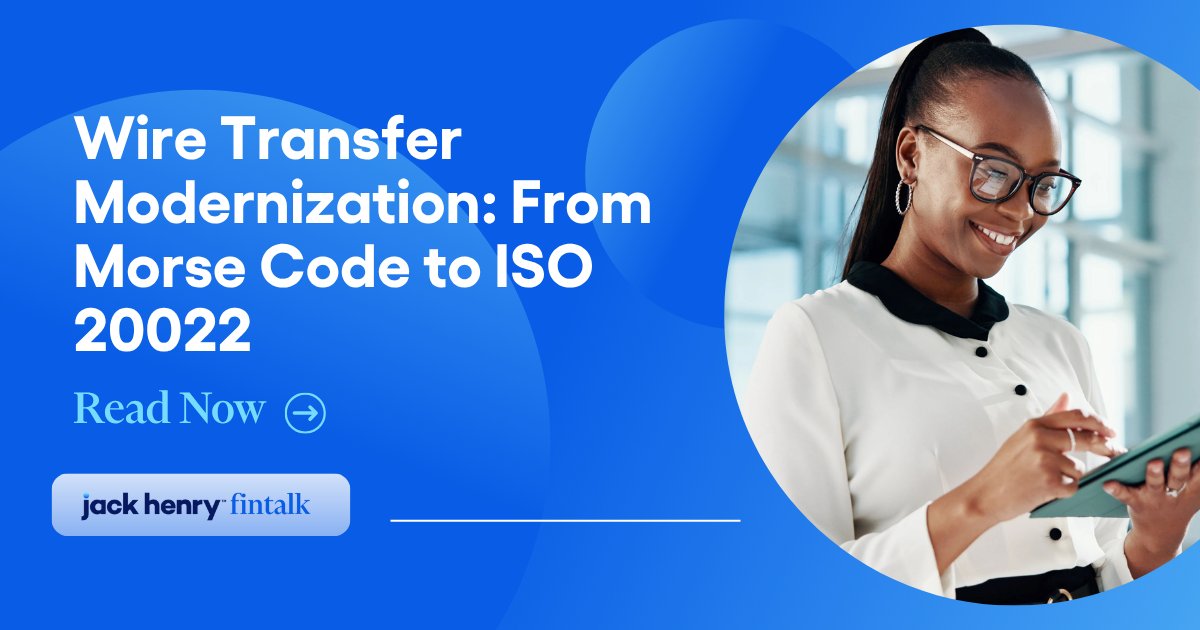 JH_Fintech's tweet photo. Wire transfers have come a long way since the days of Morse code. In our latest #FinTalk blog, we explore how the global shift to #ISO20022 is transforming the speed, transparency, and intelligence of payments.
Discover how: https://t.co/Mb5mGqs8vF https://t.co/jSuhKr80dv
