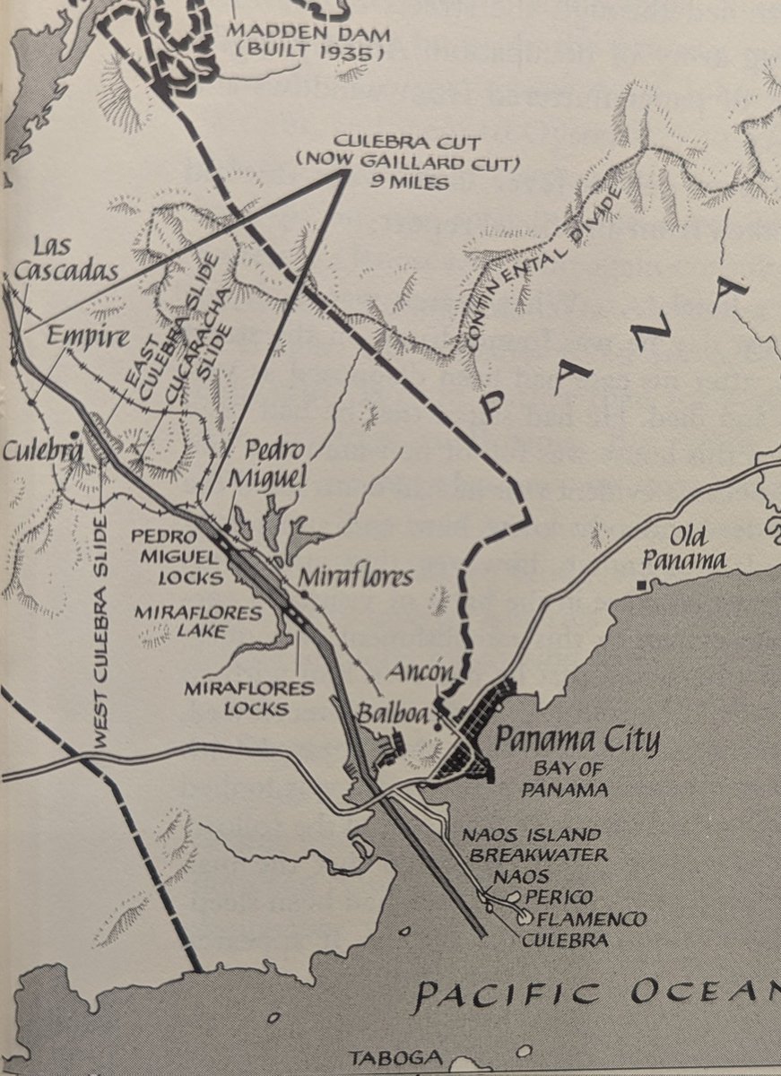 RhodesMaps's tweet image. Look at how many different line weights there are in this corner of a Rafael Palacios map from David McCullough, The Path Between the Seas. All freehand.