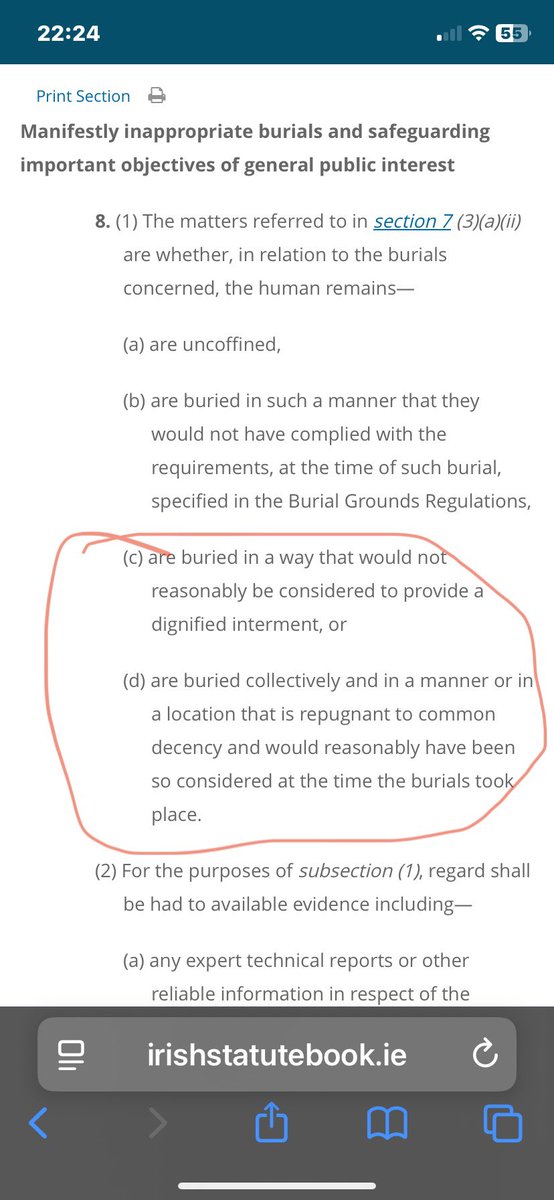 TeenyTimbre (@timbre_breda) on Twitter photo According to Institutional Burials Act 2022, Section 8, which refers to ‘Manifestly Inappropriate Burials’ all of the highlighted subsections apply to #Bessboro
The government is not above the law.
The government must be compelled to act
#Justice
#TheForgottenDead According to Institutional Burials Act 2022, Section 8, which refers to ‘Manifestly Inappropriate Burials’ all of the highlighted subsections apply to #Bessboro
The government is not above the law.
The government must be compelled to act
#Justice
#TheForgottenDead