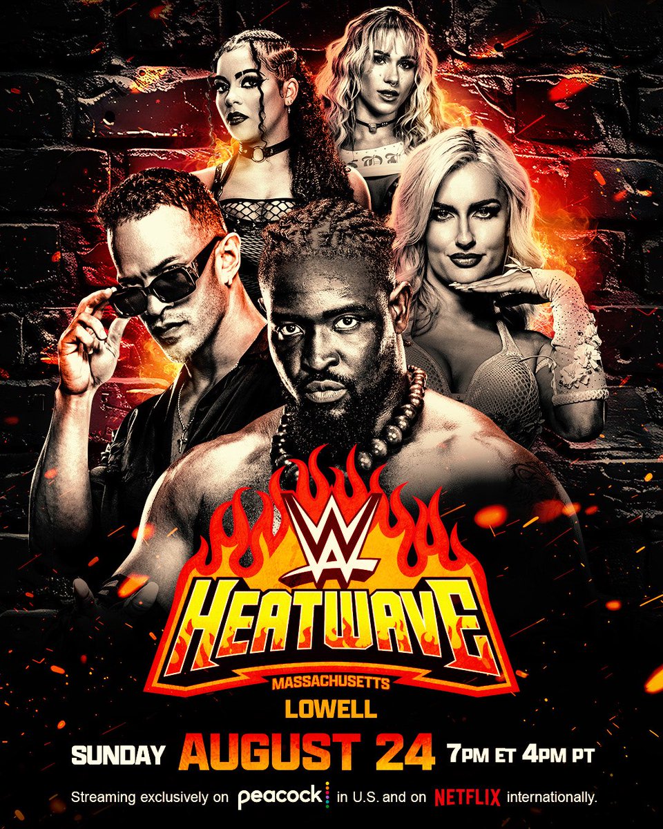 Lowell’s been home to a lot of great wrestling over the years… gonna add another one to the list.

#WWEHeatwave rolls in Sunday, August 24. Hope you’re ready.

Streaming on <a href="/peacock/">Peacock</a> (U.S.) &amp; <a href="/netflix/">Netflix</a> (intl.)

etix.com/ticket/p/32100…