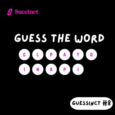 SAkparo's tweet image. Day 8 of Guessinct for @SuccinctLabs 

The correct Word for Day 7 was : Staking 

Now let's go with Day 8 🔥 

Guess the succinct word below 💬