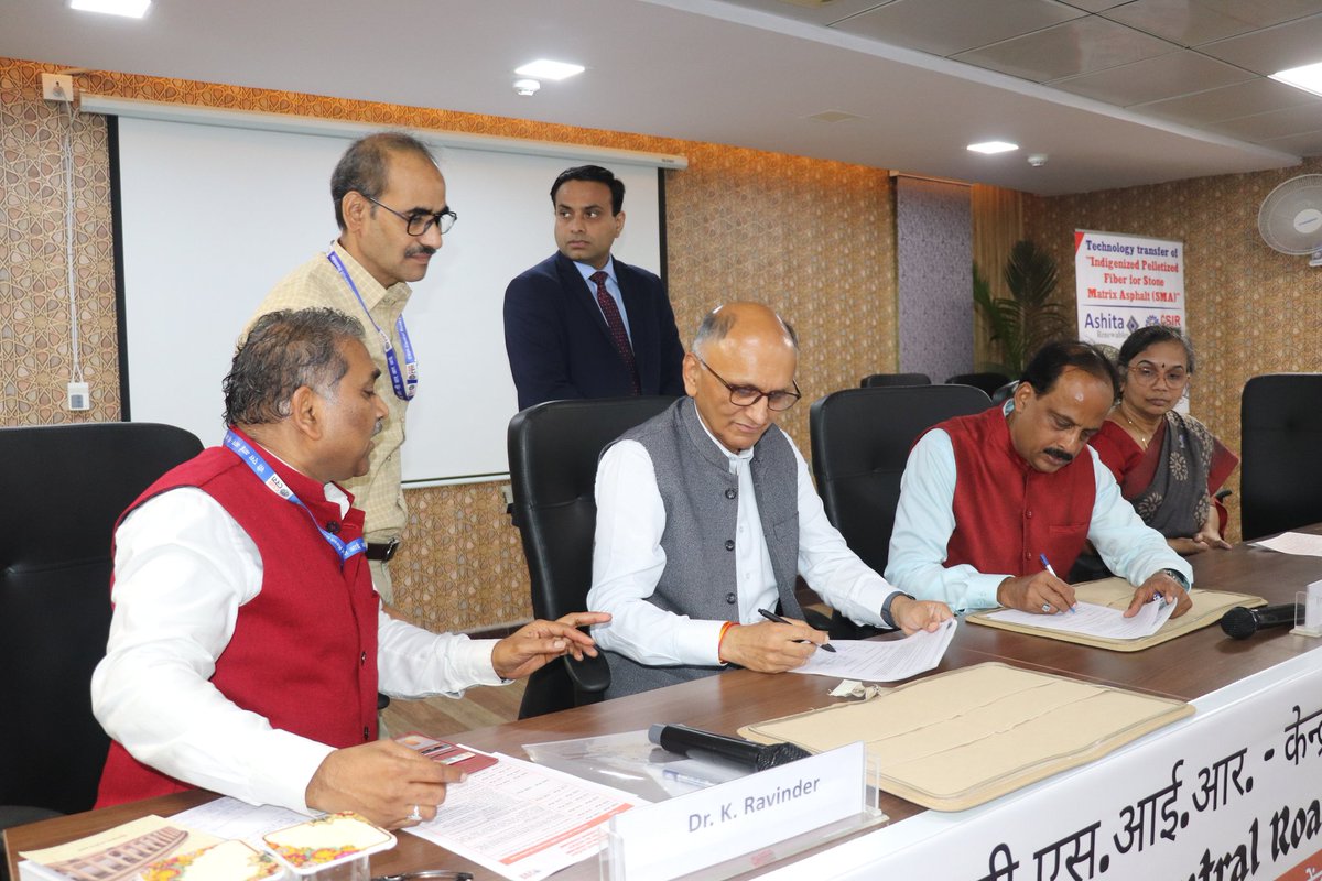 <a href="/CSIRCRRI/">CSIR CRRI</a> signed a MoA with <a href="/JSPLCorporate/">JINDAL STEEL</a>(16.7.2025) for 
Collaborative R&amp;D for conversion of Steel Slag into Processed Steel Slag Aggregates(Raigarh&amp; Angul Steel Plants) in the august presence of Dr.N.Kalaiselvi, DGCSIR &amp; Secy.,DSIR
