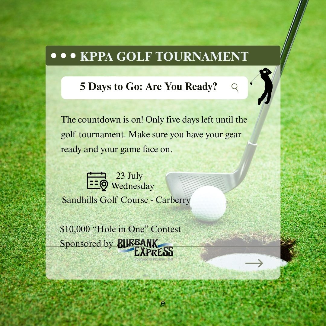 The countdown is ON! Only 5 days left until the golf tournament! 🏌
Let’s hit the greens and make this a tournament to remember. 
See you on 23rd July, Wednesday! ⛳️