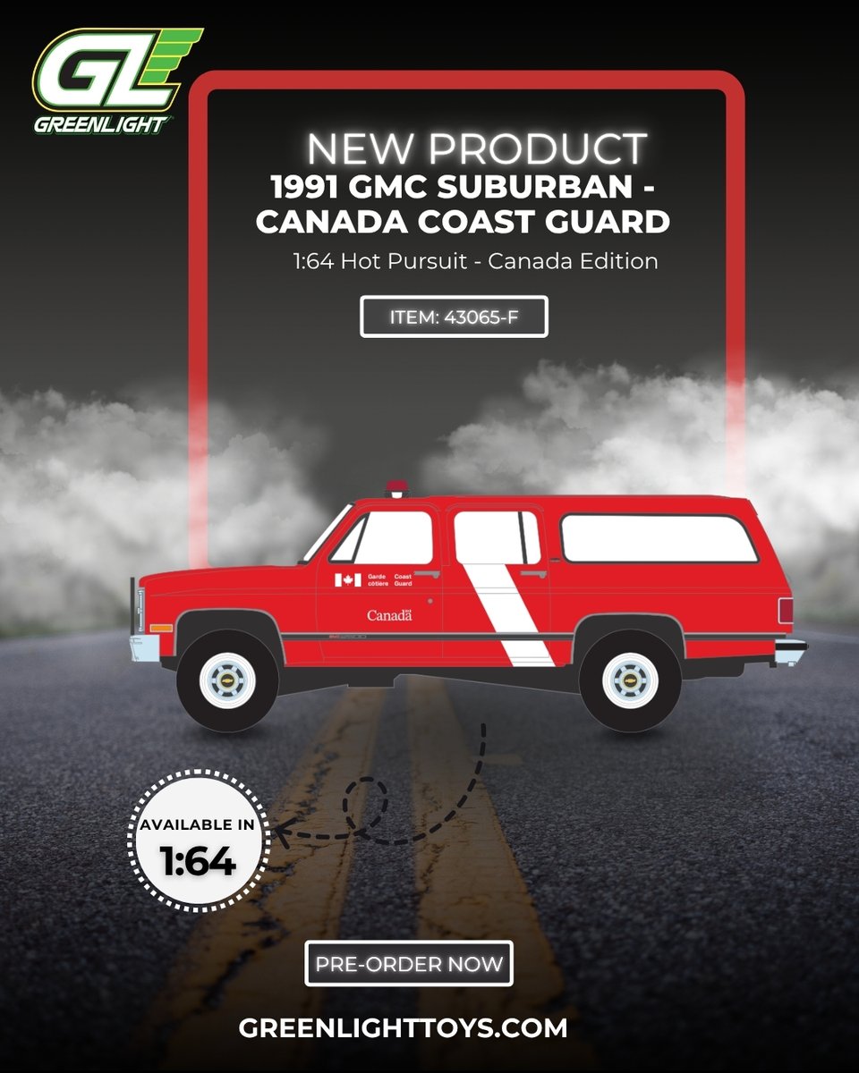 🚨HOT PURSUIT – CANADA EDITION🚨
 RCMP &amp; Coast Guard hit 1:64 scale!
• ‘91 Mustang – RCMP
• ‘91 GMC Suburban – Coast Guard
• ‘08 Crown Vic – RCMP
Now available for PRE-ORDER at GreenLightToys.com!

#Diecast #RCMP #HotPursuitSeries #GreenLightCollectibles
