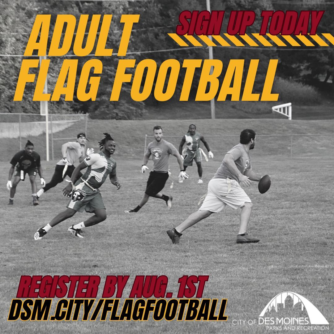 DesMoinesParks's tweet image. Get out on the field, put your feet on the court, and don&apos;t forget to stretch! 🏈🥎⚽️

Learn more and register for adult flag football, kickball, softball, pickleball, and bags at DSM.City/Register! ⭐️