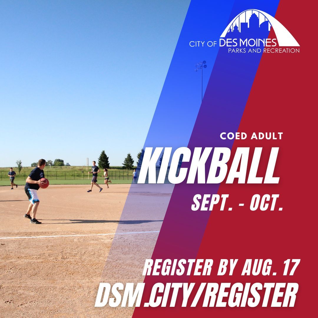 DesMoinesParks's tweet image. Get out on the field, put your feet on the court, and don&apos;t forget to stretch! 🏈🥎⚽️

Learn more and register for adult flag football, kickball, softball, pickleball, and bags at DSM.City/Register! ⭐️