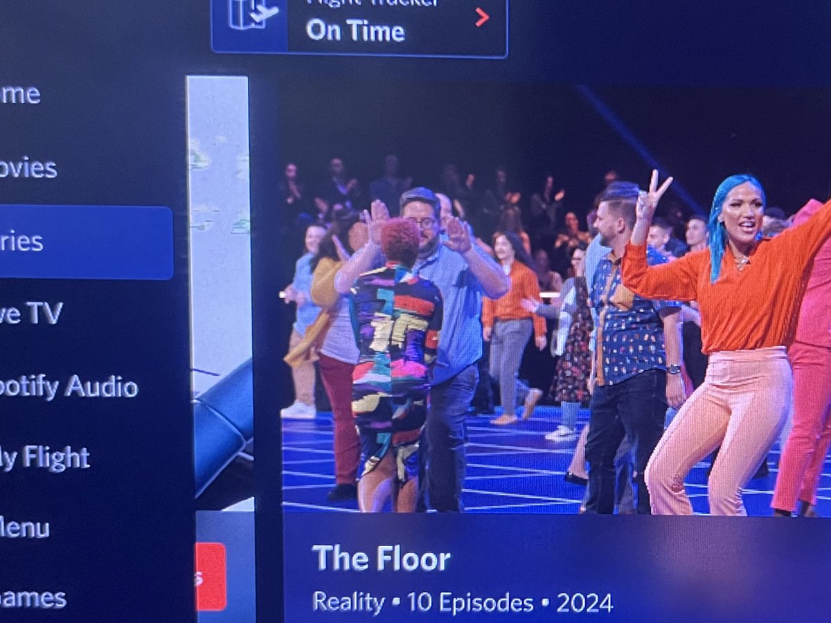 JHagner's tweet image. Seeing myself in the promo image for The Floor on my Delta flight just now is the surreal highlight of the day.