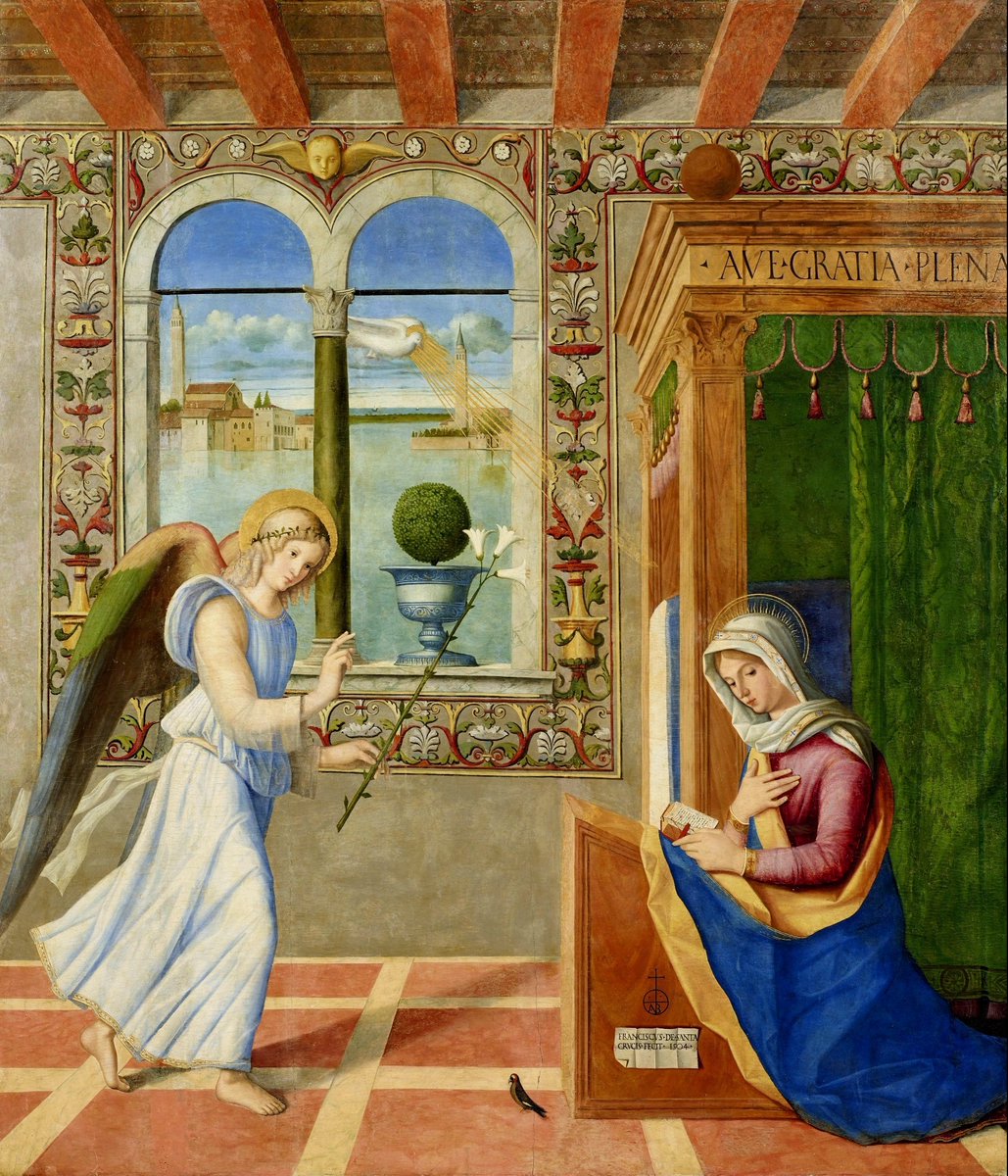 solas_na_greine's tweet image. Francesco di Simone da Santacroce - The Annuciation c.1504