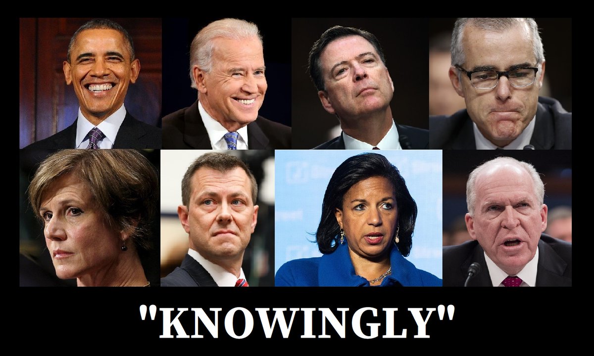 KNOWINGLY. 

From Aug 3, 2016 onward, everybody pictured in my meme below KNEW that Hillary Clinton's campaign had launched a dirty trick operation targeting rival Donald Trump  for fake Russian collusion hoaxes.  

And they all watched from Aug 2016 through Nov 2016 as Clinton's