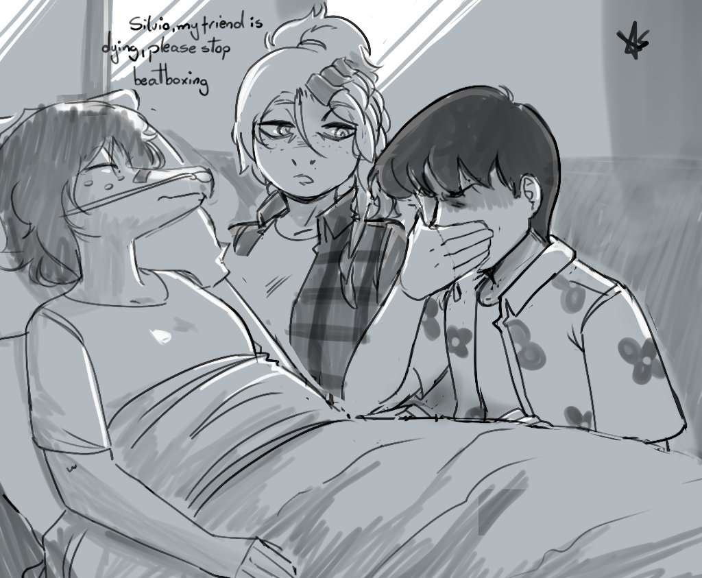 TonsdeNos's tweet image. "Sylvio, minha amiga está morrendo, por favor pare de fazer beatbox"
Podia ser pior né?....
---
🎨: @CDepraxis
#oc #fangame #VN #wani #snootgame #ShadesOfUs