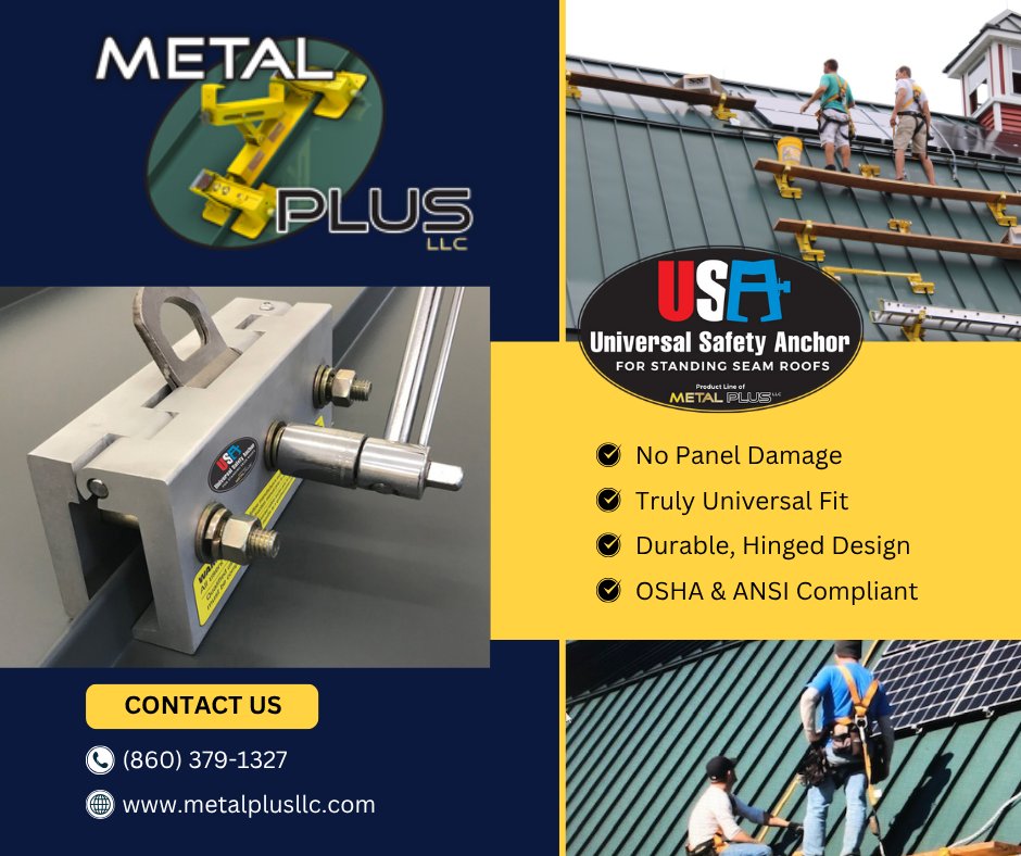 MetalPlusLLC's tweet image. Say goodbye to damaged panels and limited options — the Universal Safety Anchor from Metal Plus is here to revolutionize rooftop safety with unmatched strength, versatility, and compliance. For more information visit us on the web at metalplusllc.com