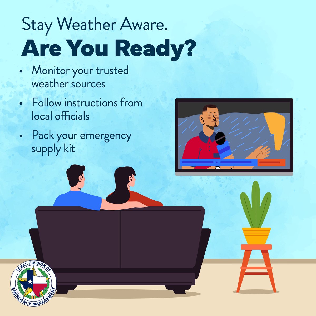TDEM's tweet image. ⛈️As we head into the weekend, stay weather aware.
Showers from the Gulf could lead to localized flash flooding.
Triple digit temperatures may follow.🥵
All Hazards Preparedness Tips: tdem.texas.gov/prepare
#txwx