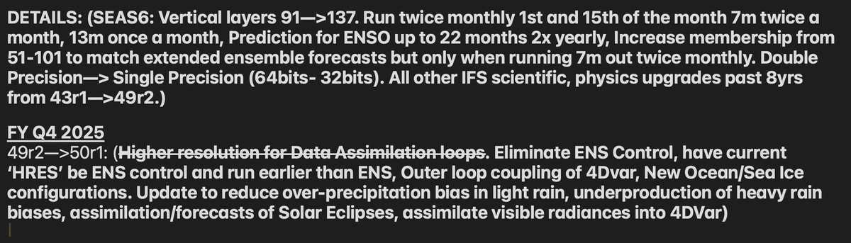 MassachusettsWx's tweet image. ECMWF's next IFS upgrade 50r1 should be announced soon if the current plan to upgrade this fall, stands. SEAS6 may or may not be implemented with 50r1. Awaiting more from ECMWF. Here are some of the upcoming features to 50r1 and SEAS6 below: