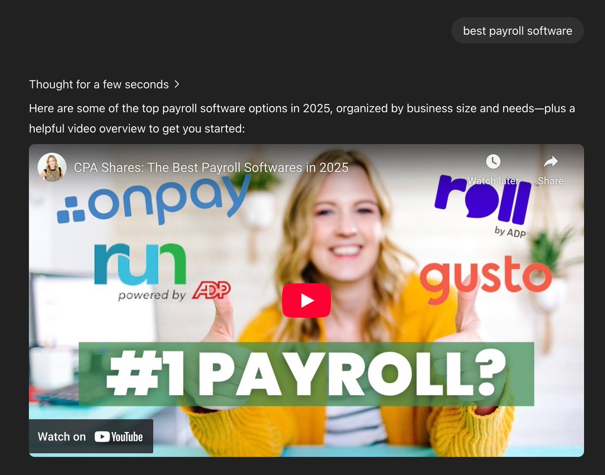 First time I've seen ChatGPT reference videos: