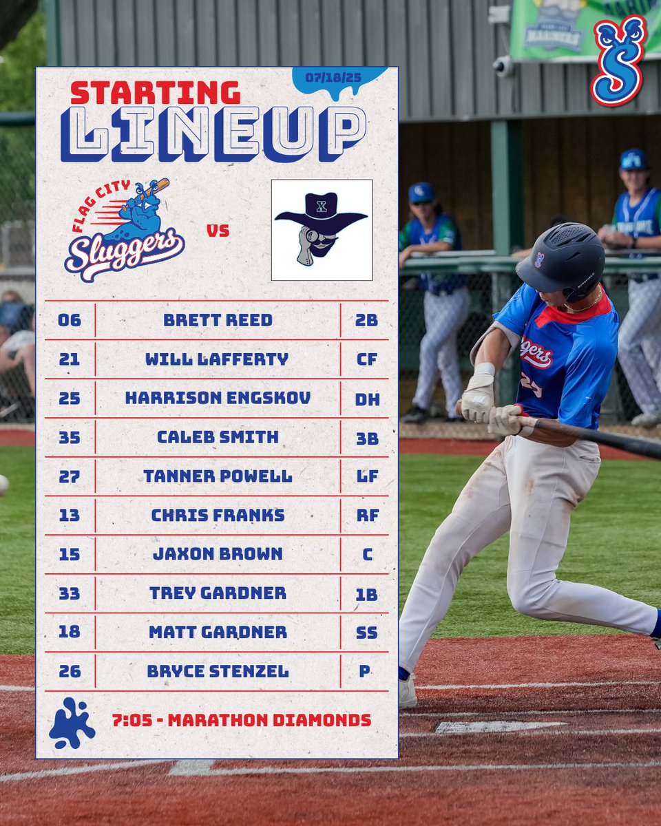 [7/18] Tonight’s starting lineup ⚾️🔥 Stay tuned for streaming info #GoSluggers 

📸: Magdelyn English